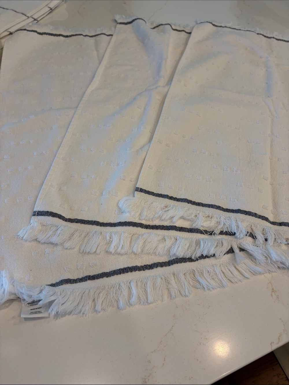 Hearth & Hand Creme and dark Gray Cotton Bath and hand Towels., like new - Picture 7 of 12